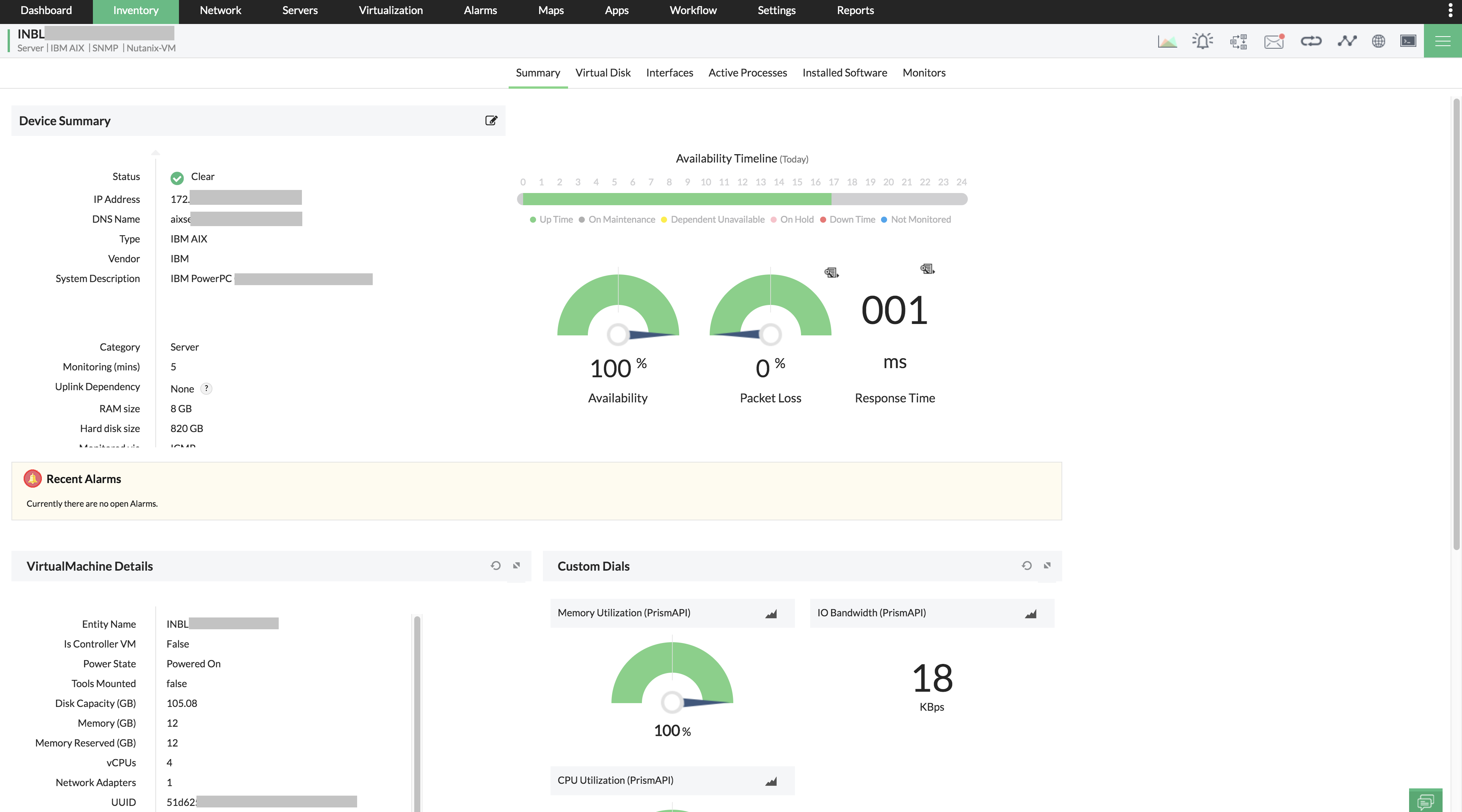 Nutanix VM monitoring - ManageEngine OpManager