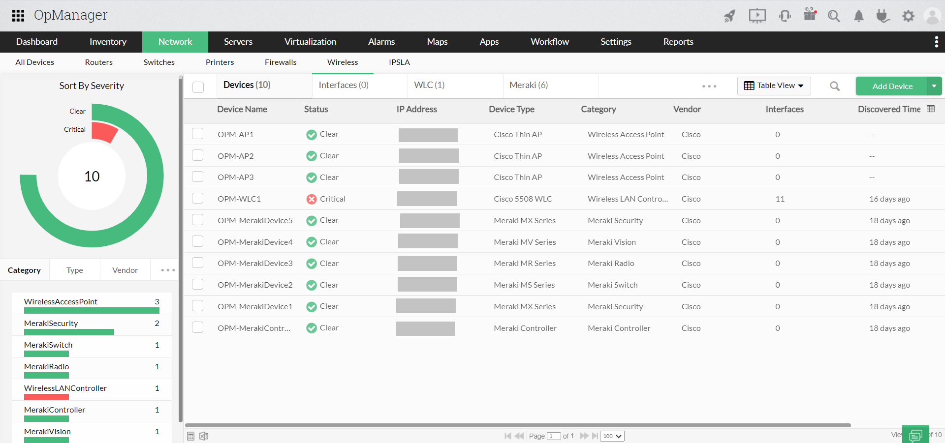 Wi-Fi monitoring software - ManageEngine OpManager