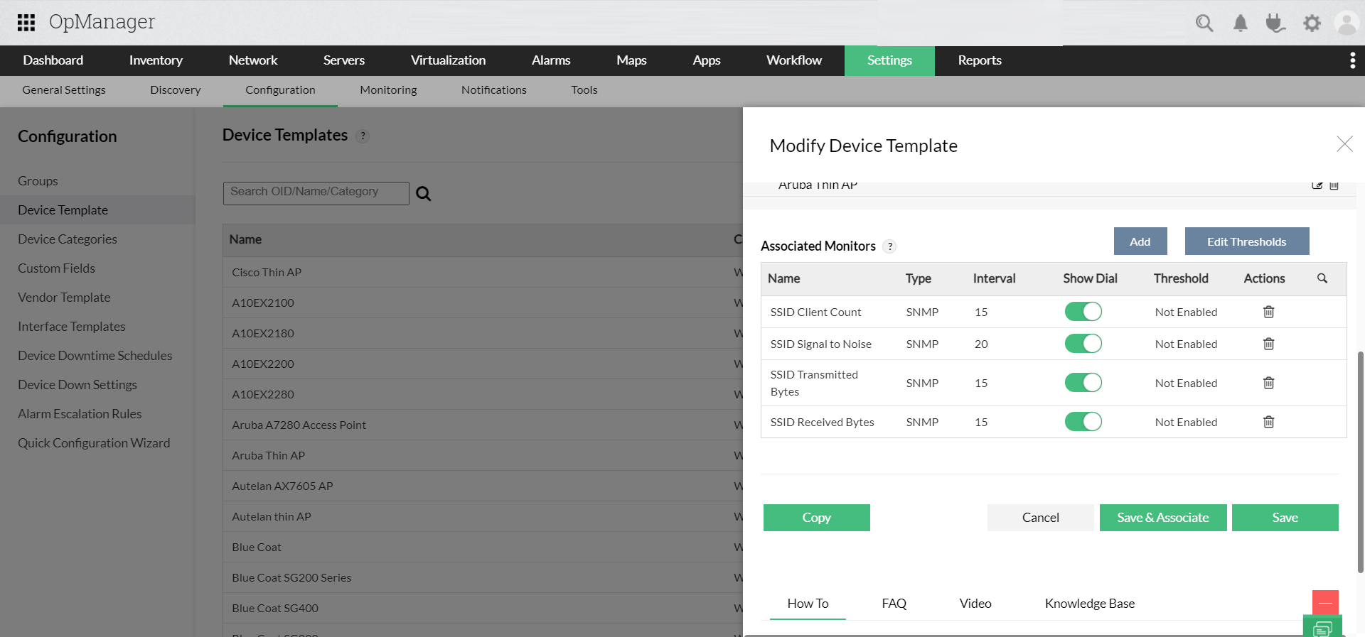 Wireless signal strength monitoring- ManageEngine OpManager