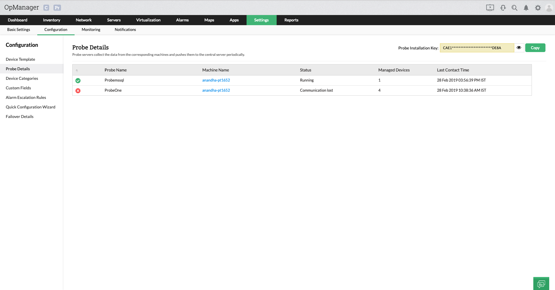 Probe - ManageEngine OpManager