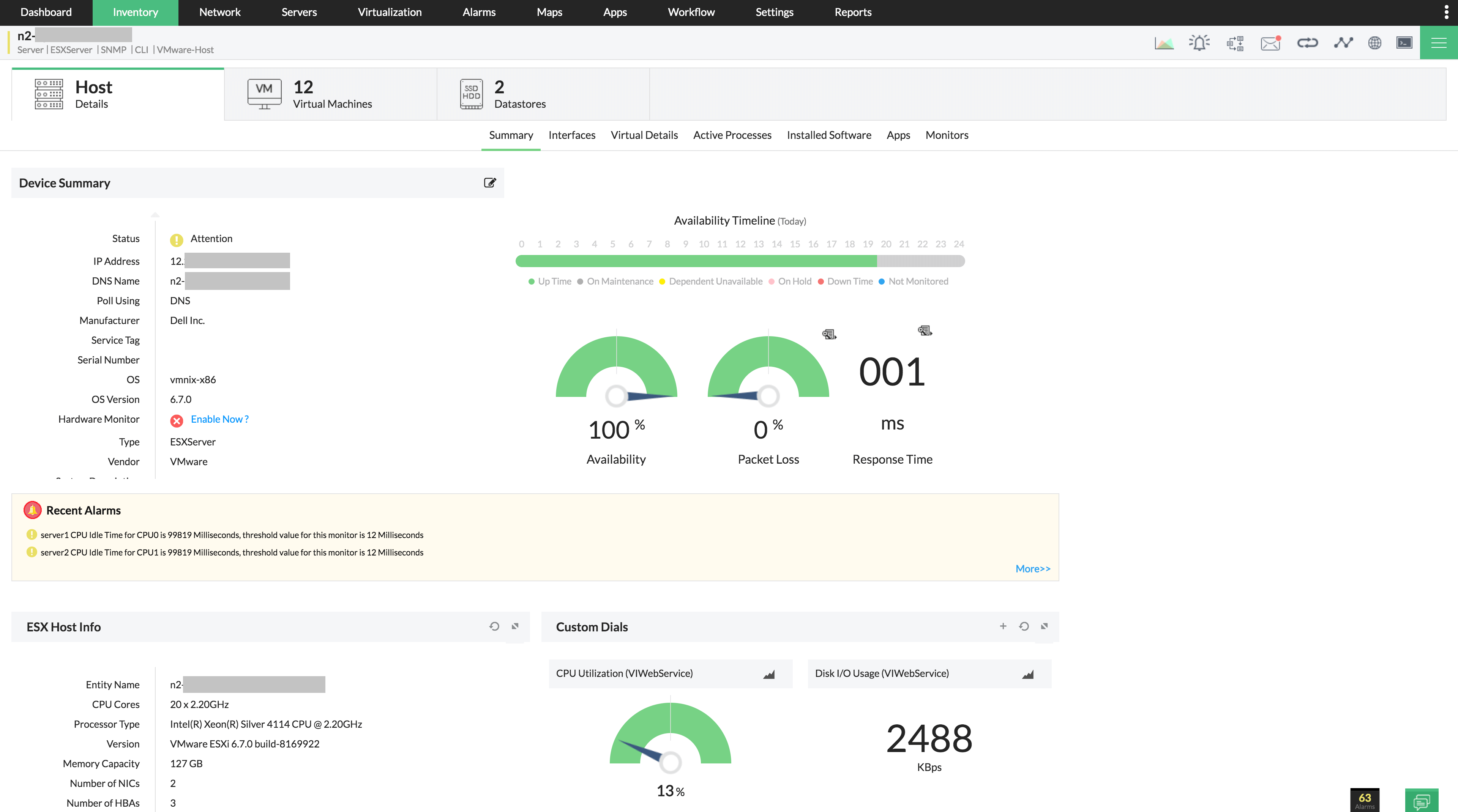 VMware ESXi host monitoring - ManageEngine OpManager