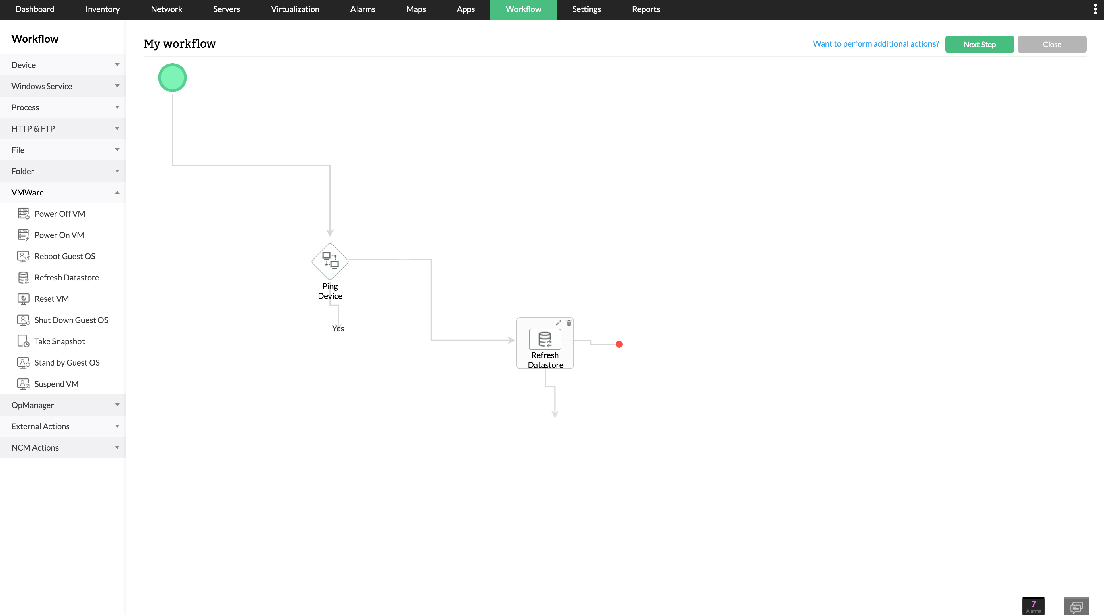 Workflows  - ManageEngine OpManager