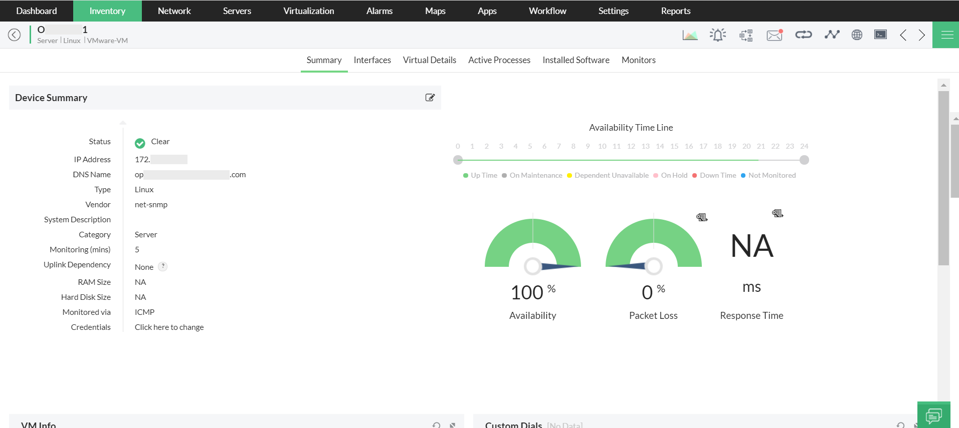 VMware Server Monitor Dashboard - ManageEngine OpManager