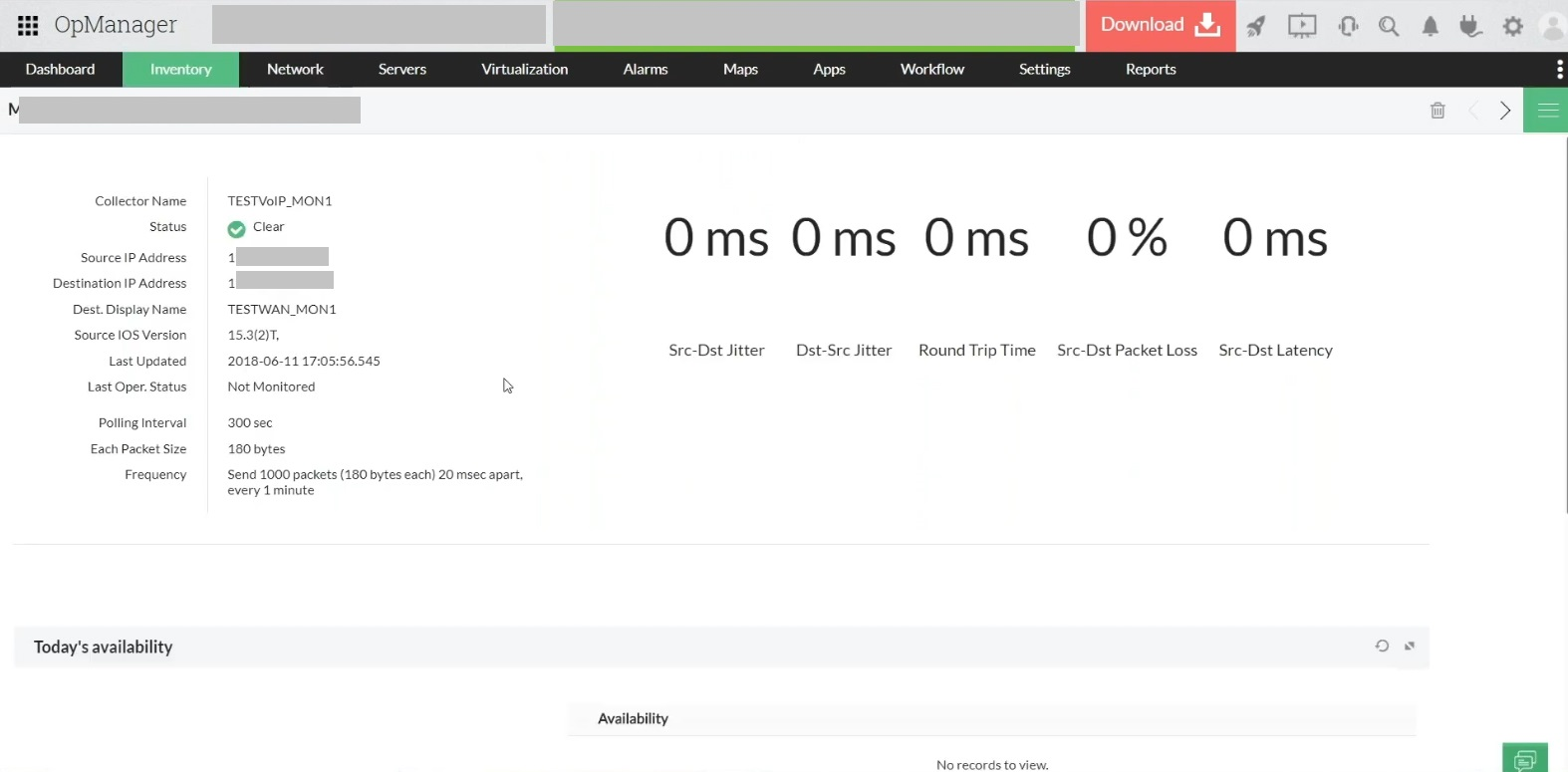 Wireless jitter monitor- ManageEngine OpManager