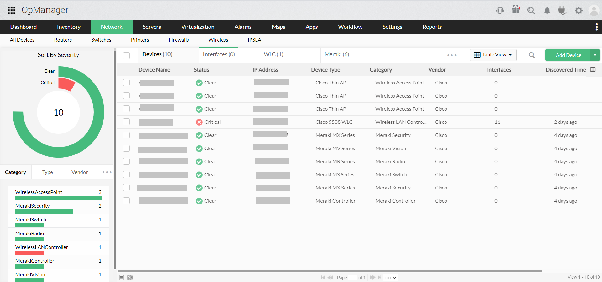 Wireless monitoring- ManageEngine OpManager