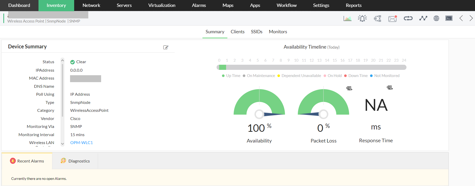 Wireless packet loss monitor- ManageEngine OpManager