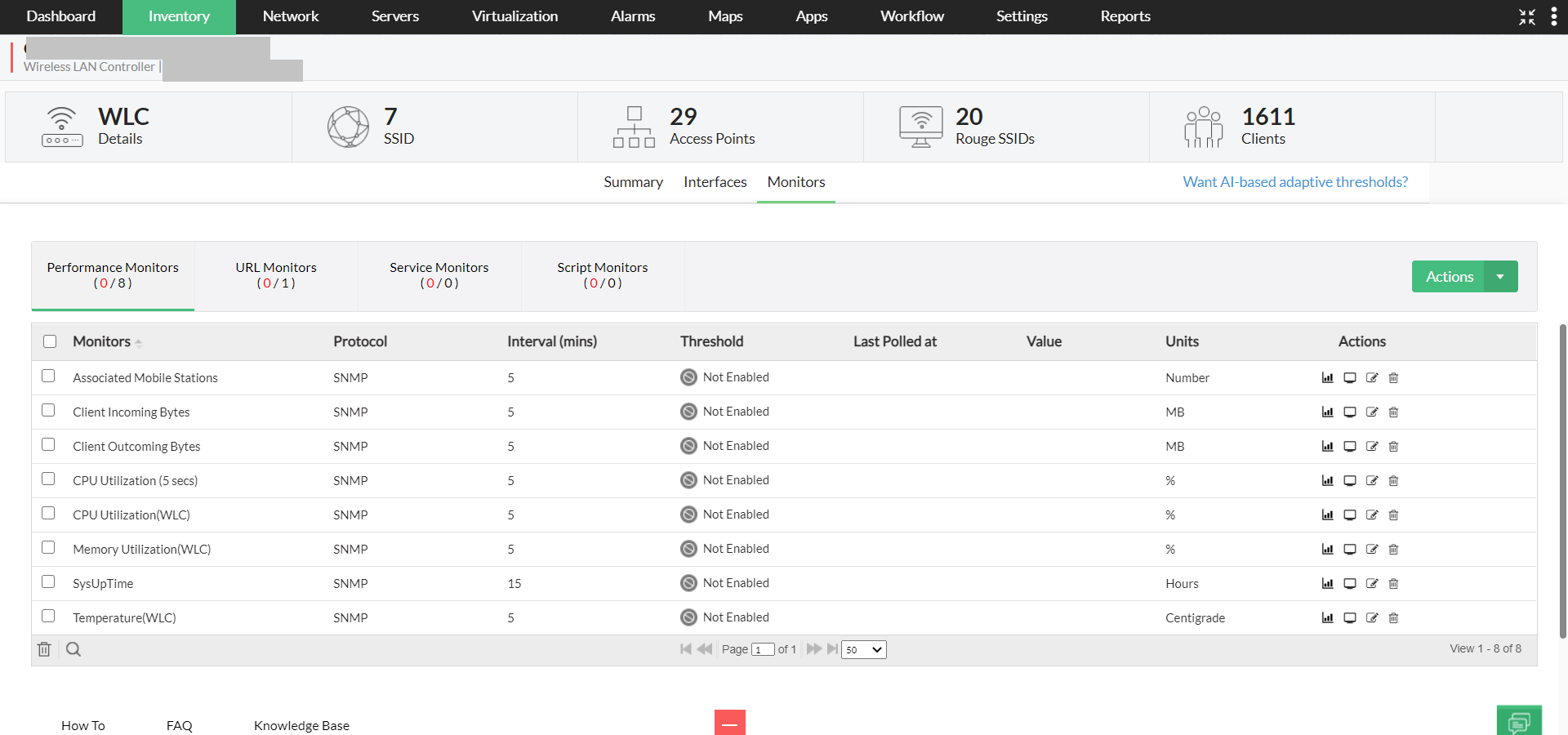 Wireless resource utilization- ManageEngine OpManager