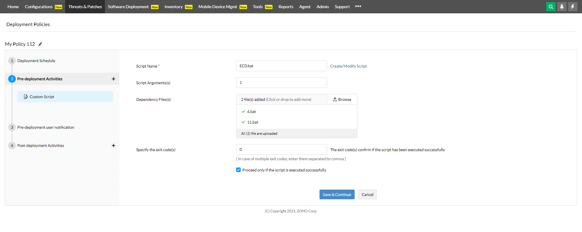 Select/Fill in the script details