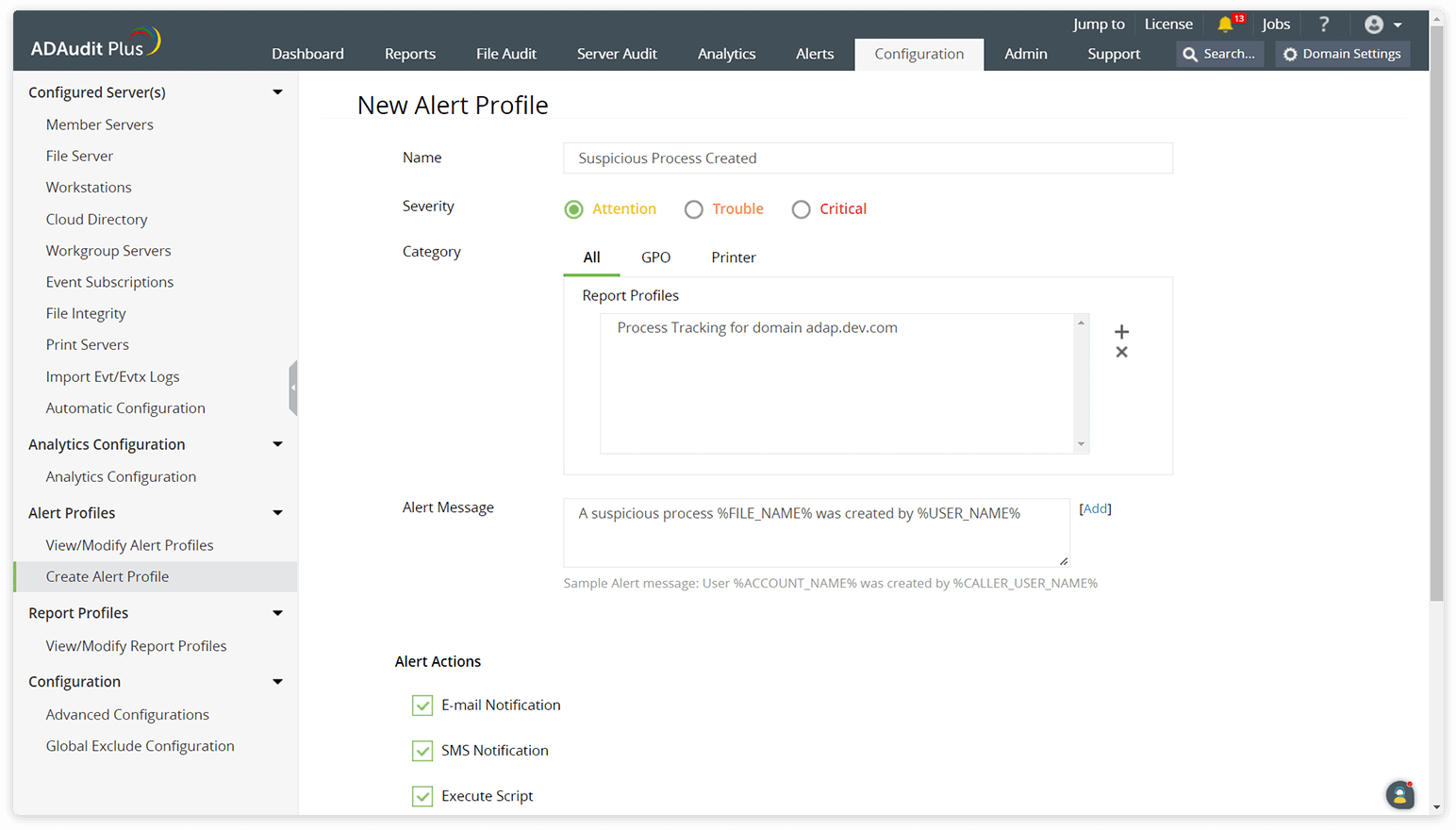 Configure instant security alerts