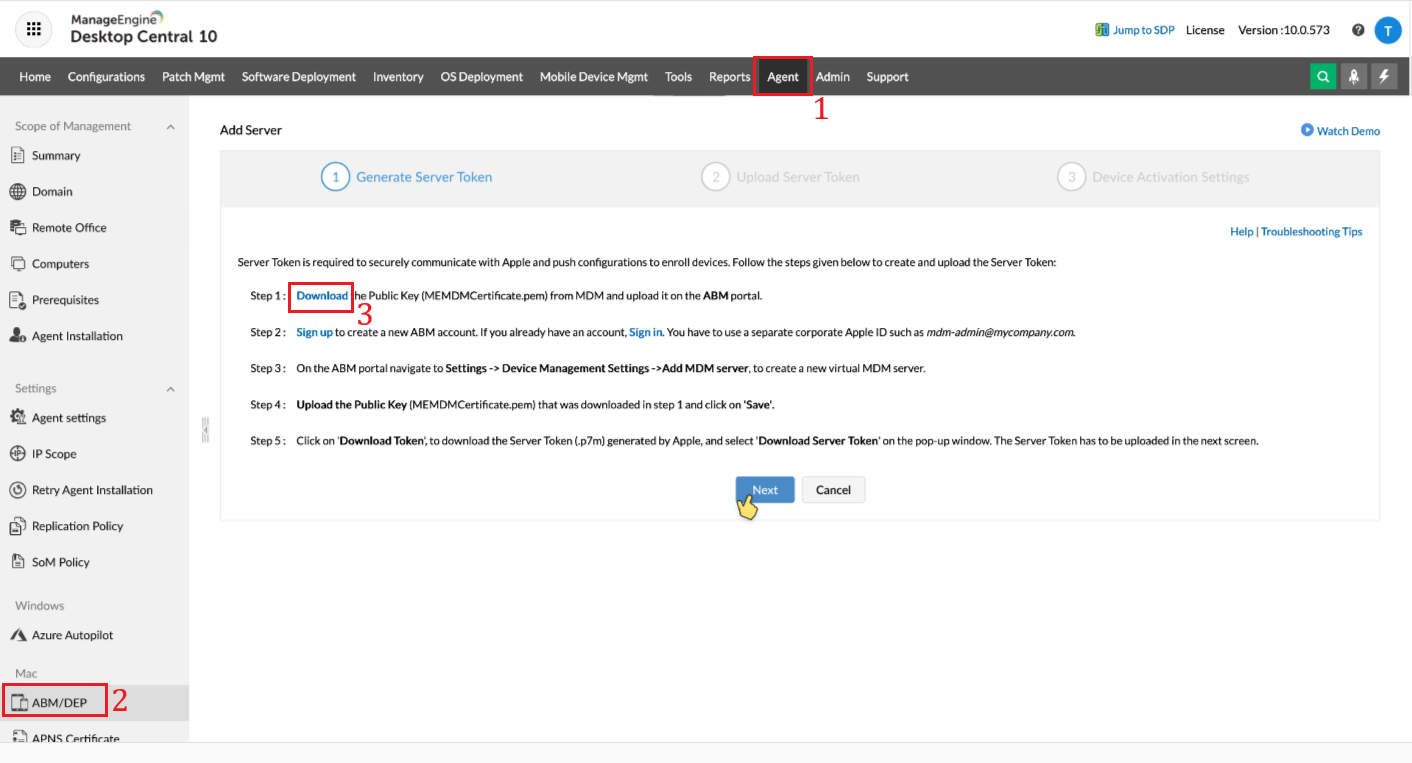 MDM Public Key download for Apple Business Manager