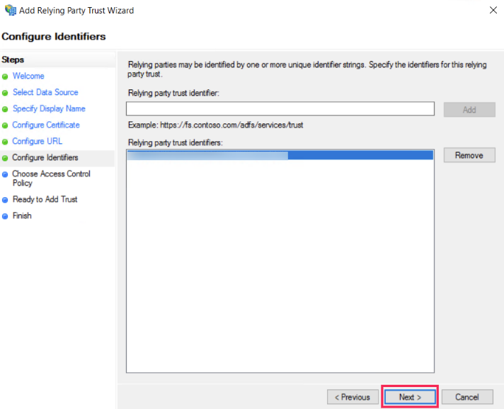 click on next after paste entity id