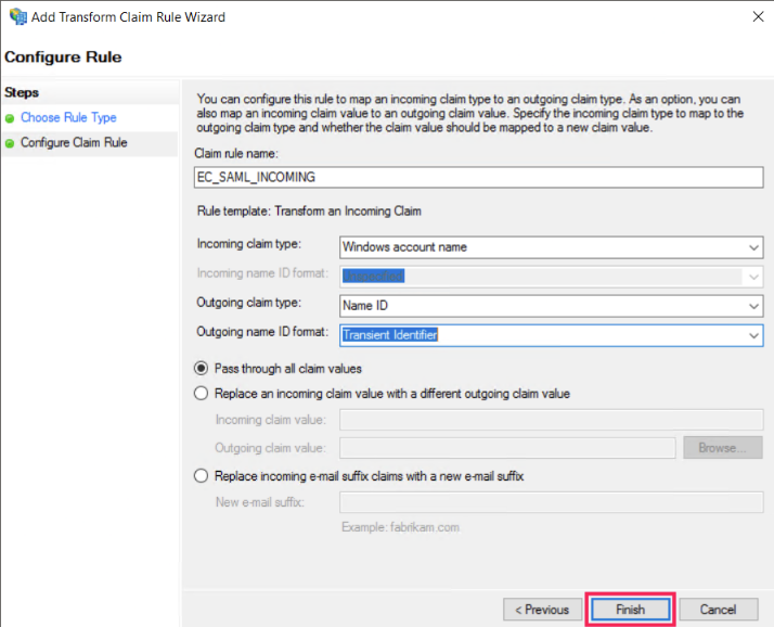 claimrule,select name Id, other and finsh