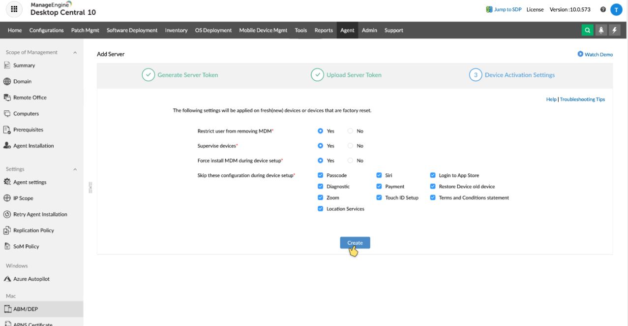 Device Activation Settings