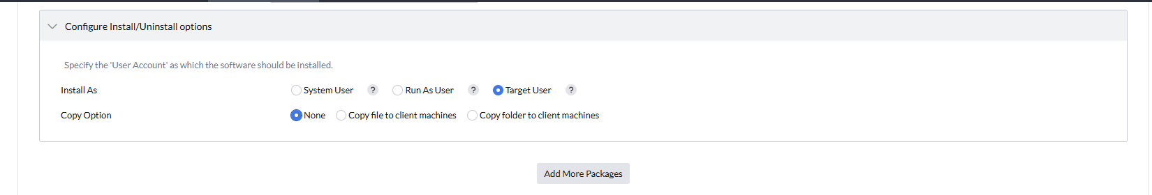Configuration Install/uninstall option