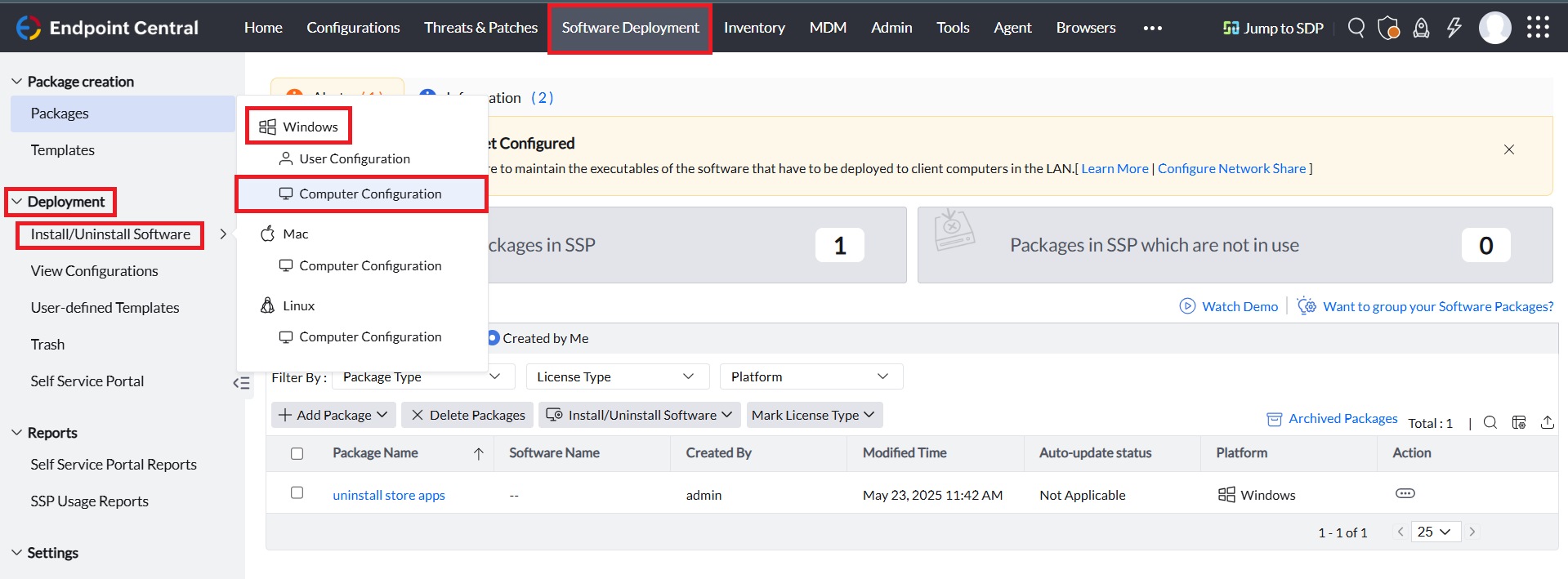 Windows Computer configuration navigation