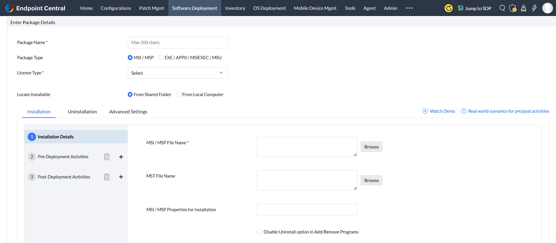 Windows MSI package creation
