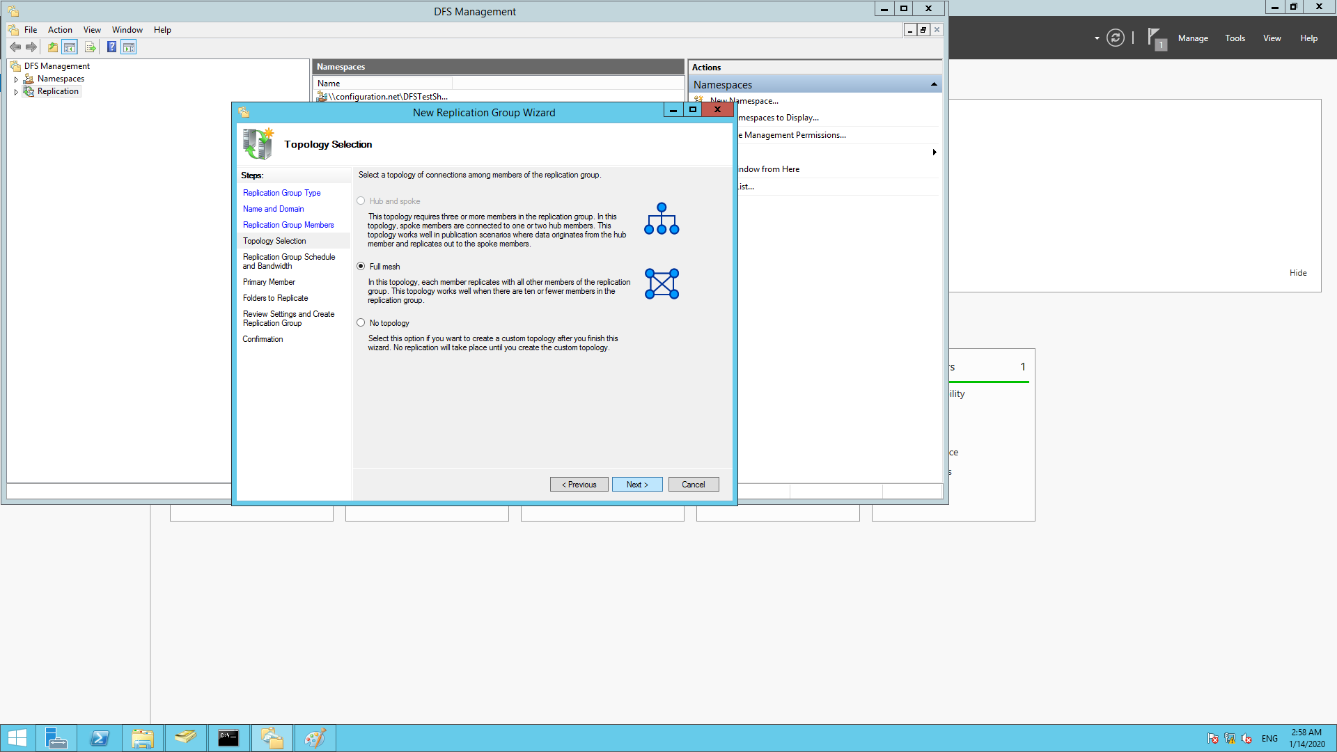 Topology selection as Full mesh