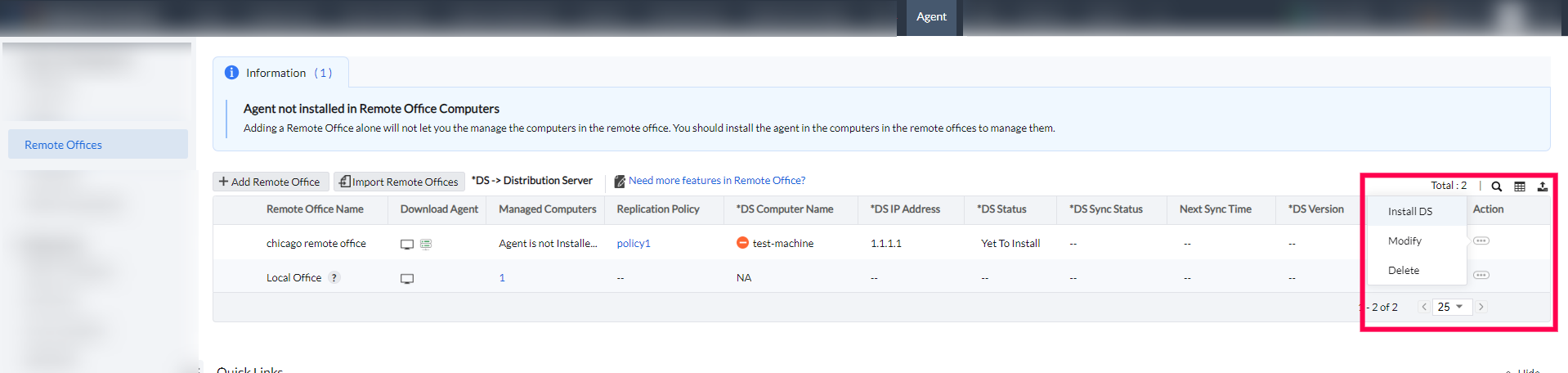 Modify Remote Office