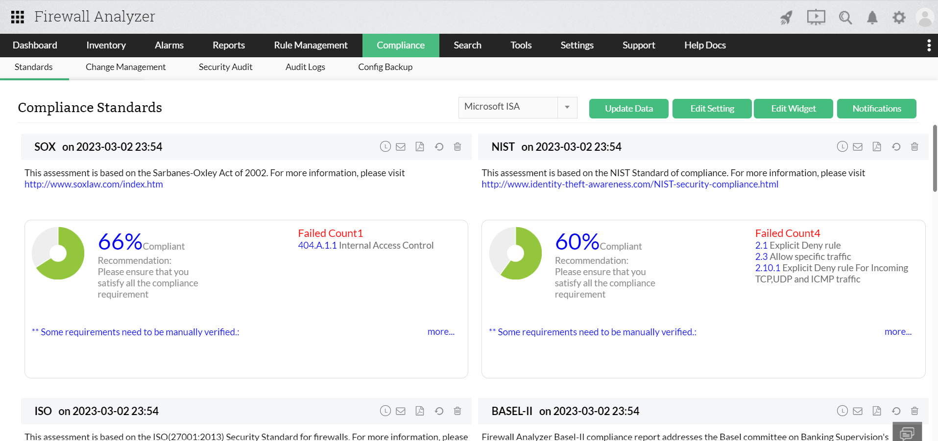 ISA Compliance Reporting - ManageEngine Firewall Analyzer