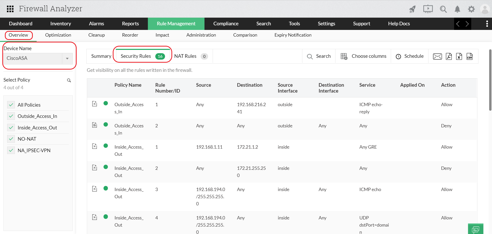 FortiGate Firewall Rules - ManageEngine Firewall Analyzer