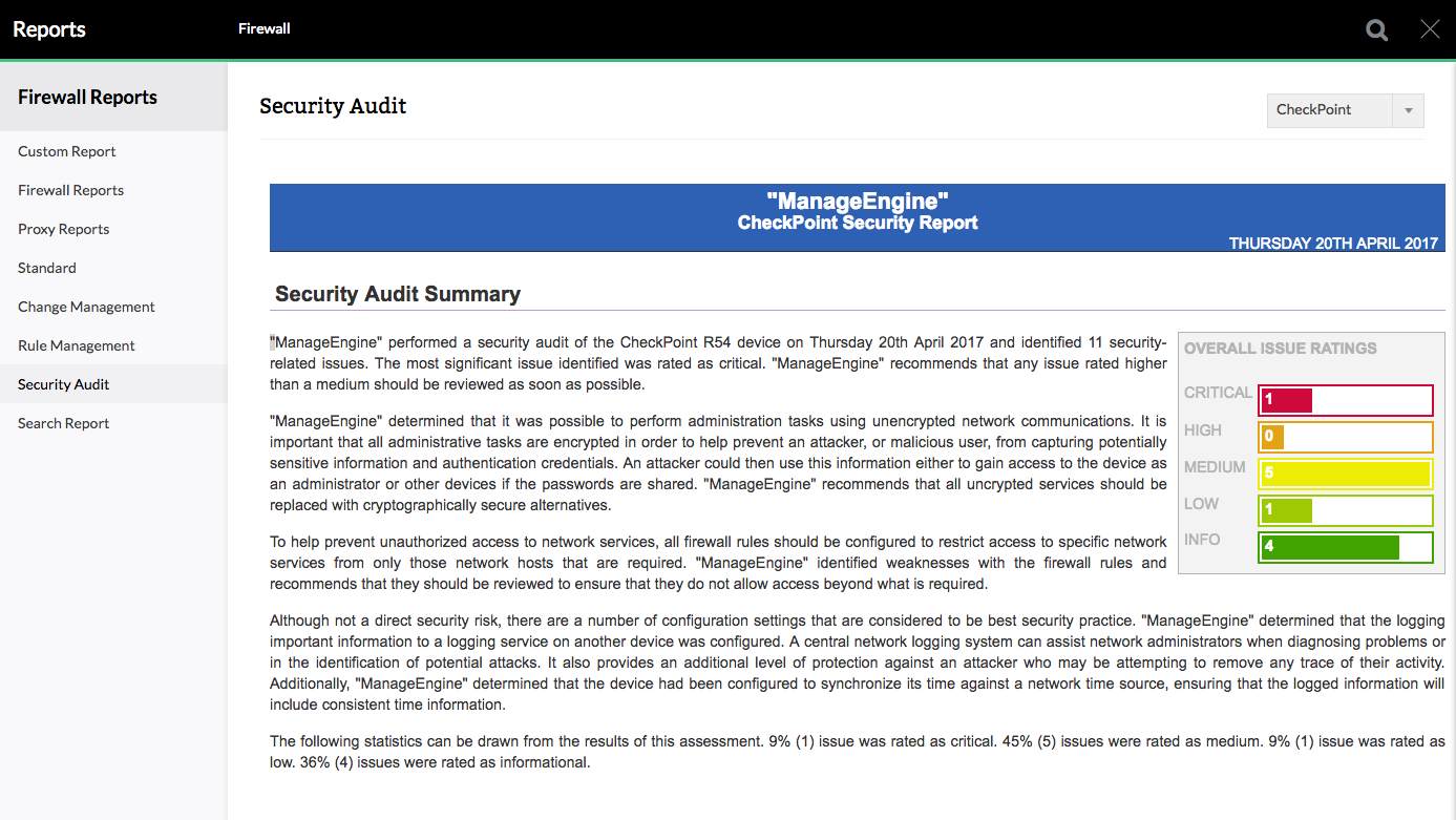 Check Point Firewall Monitor - ManageEngine Firewall Analyzer