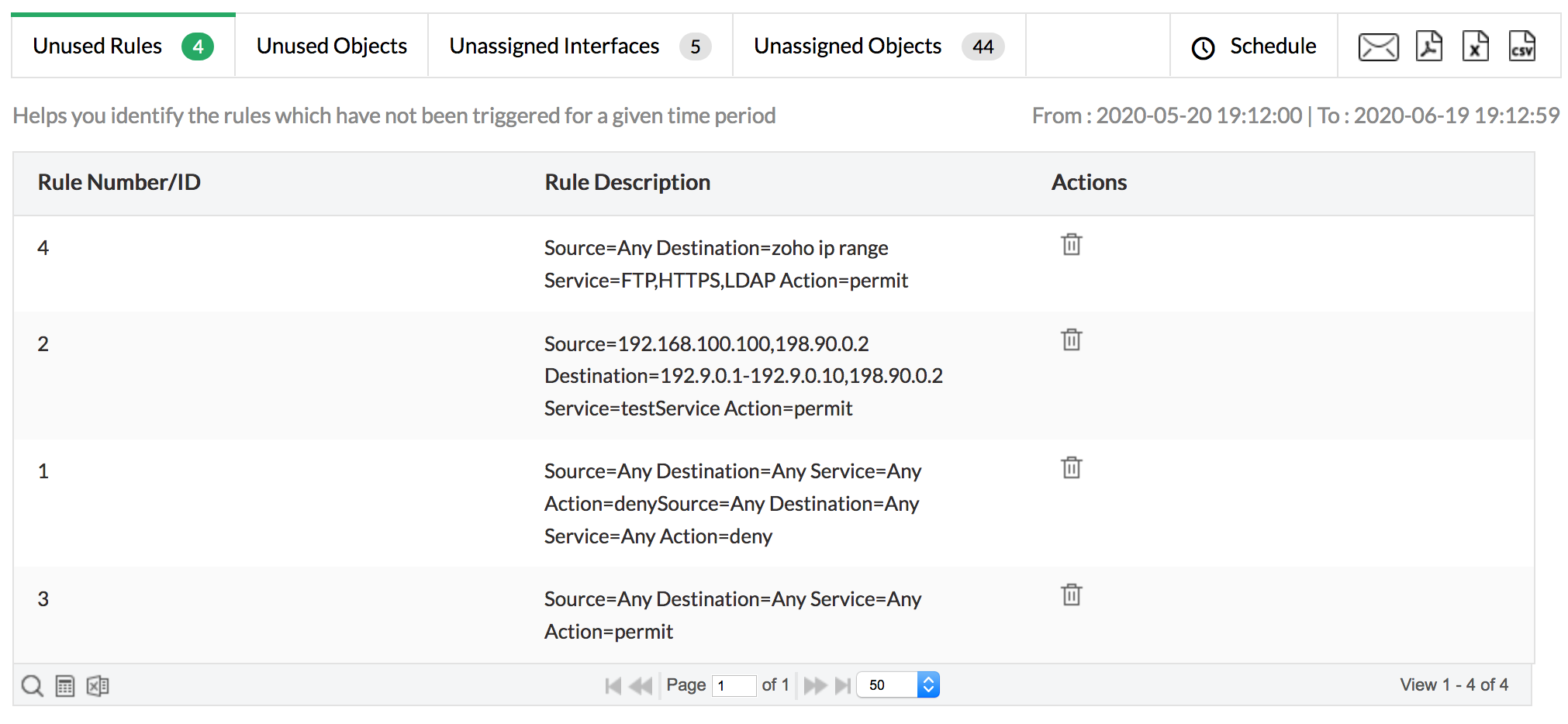 Remove unused firewall rules - ManageEngine Firewall Analyzer