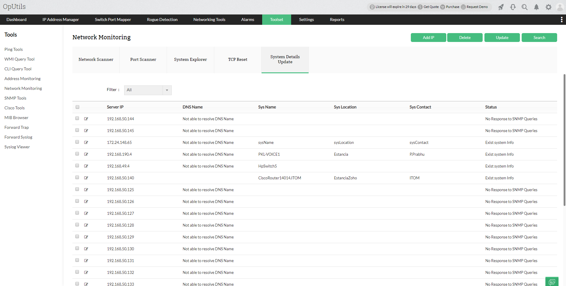 Enterprise network tools