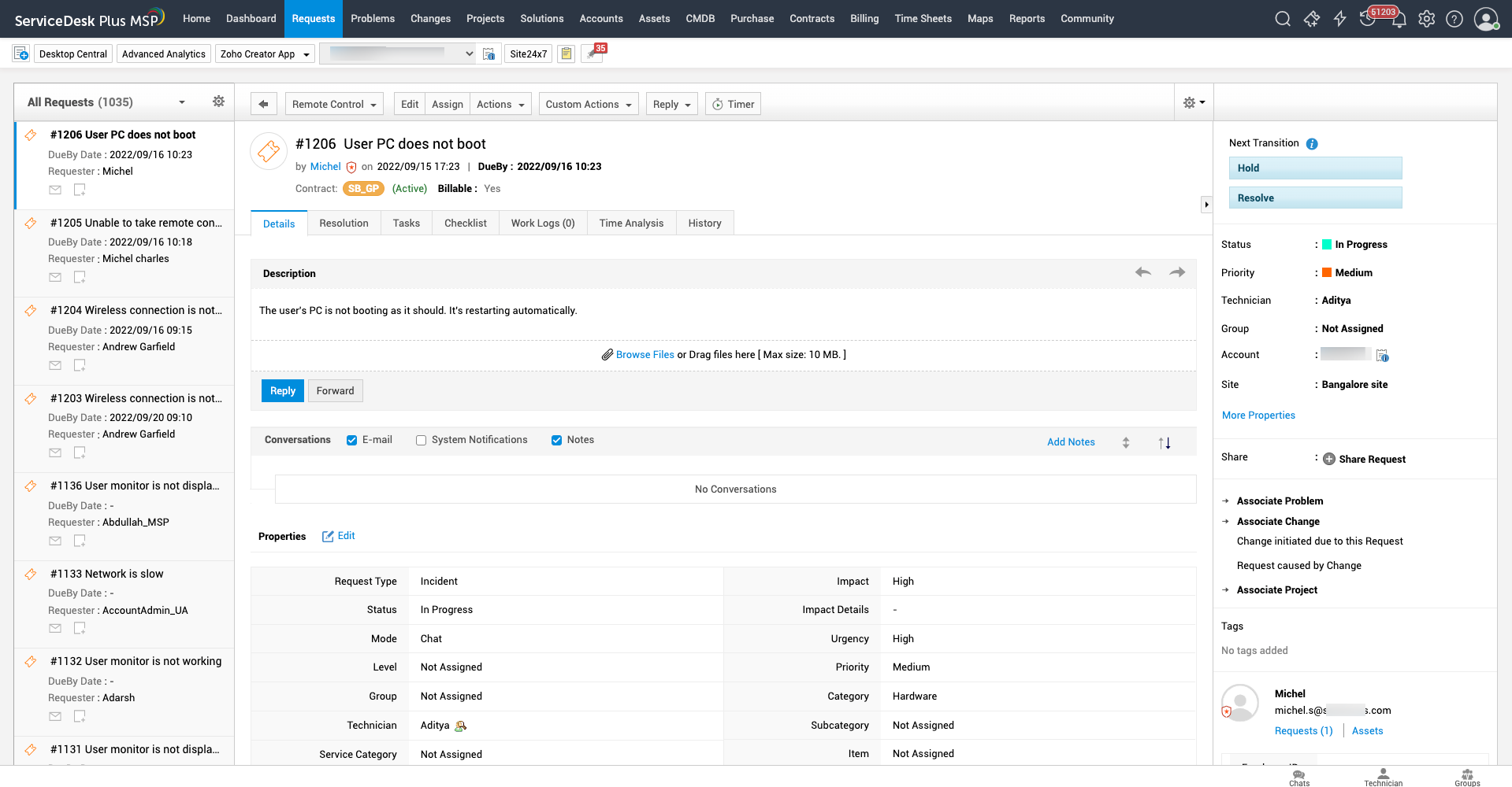 Handling incident tickets in ITSM platform