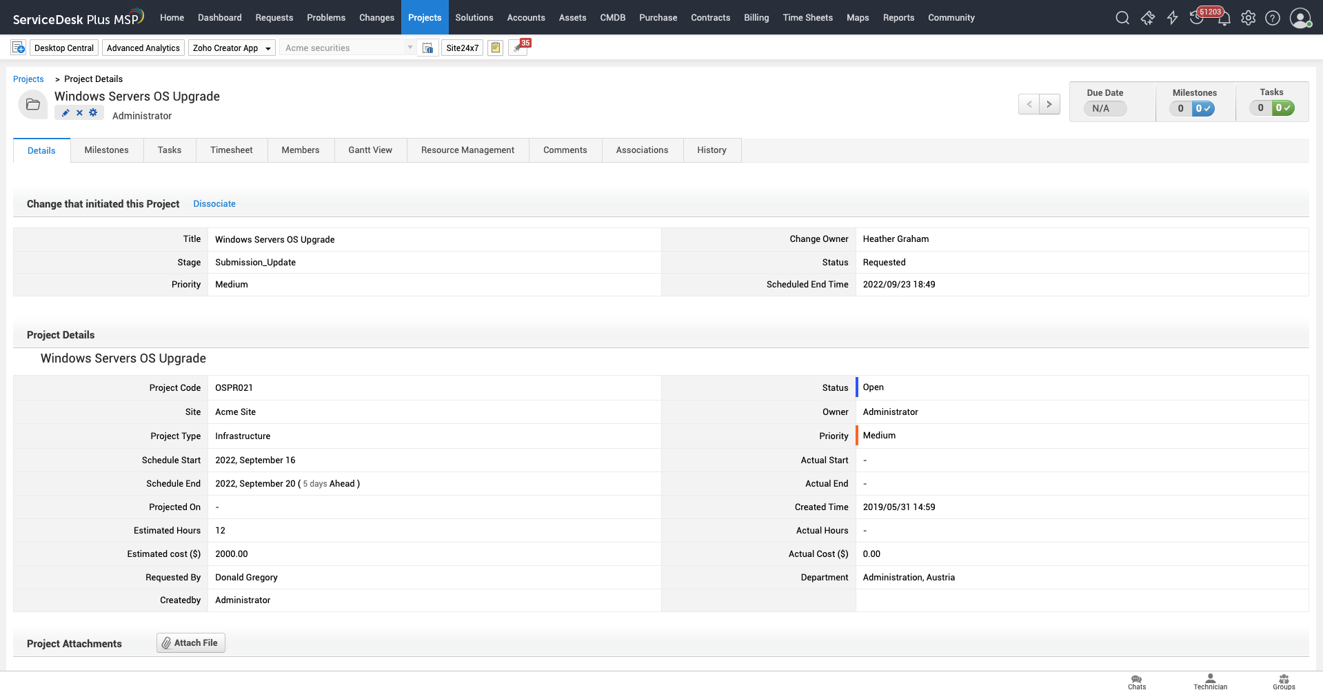 Streamline IT project management in ITSM tool