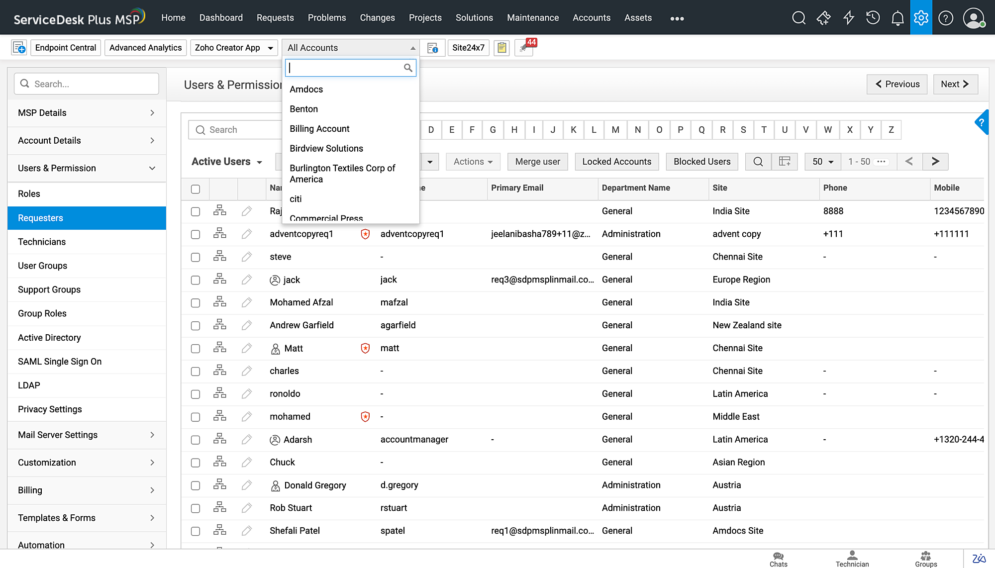 Requester configuration and management