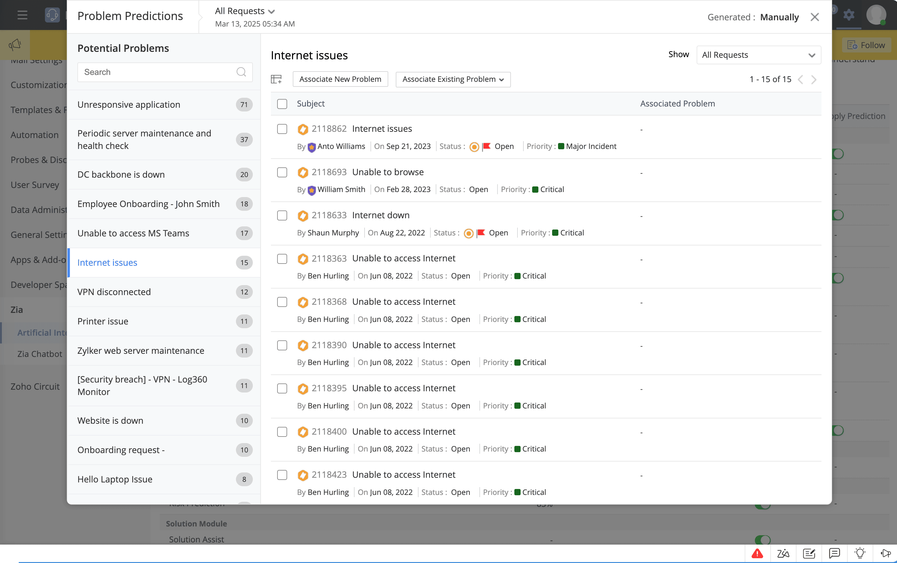 Problem prediction proactive alerts