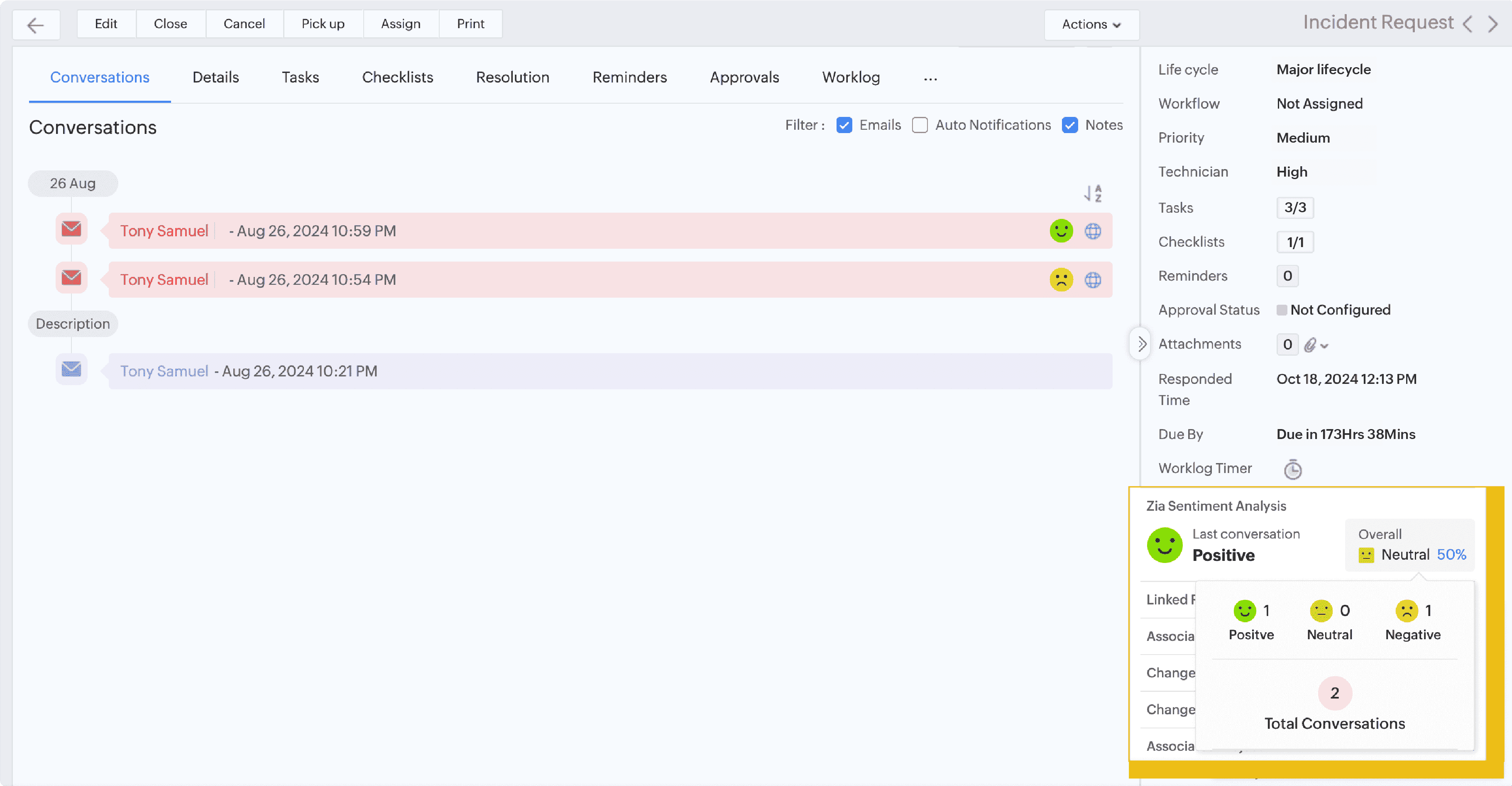 ITSM sentiment analysis tool