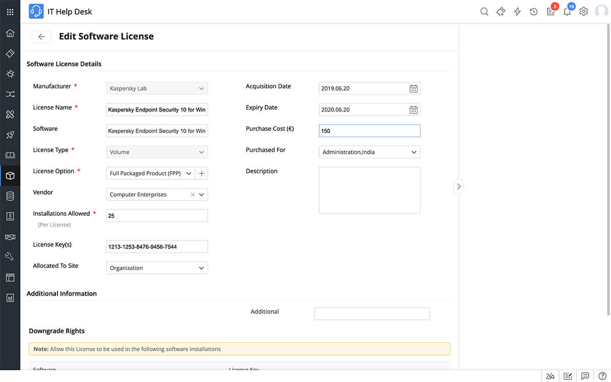 Microsoft software license tracking