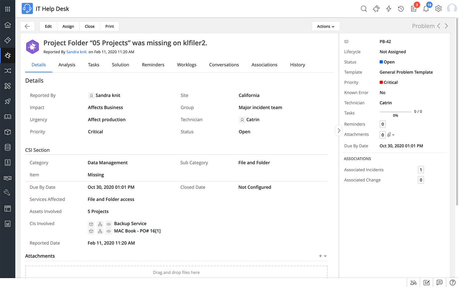 Problem management software