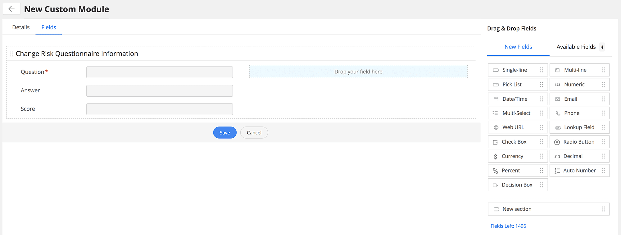 New fields in custom module