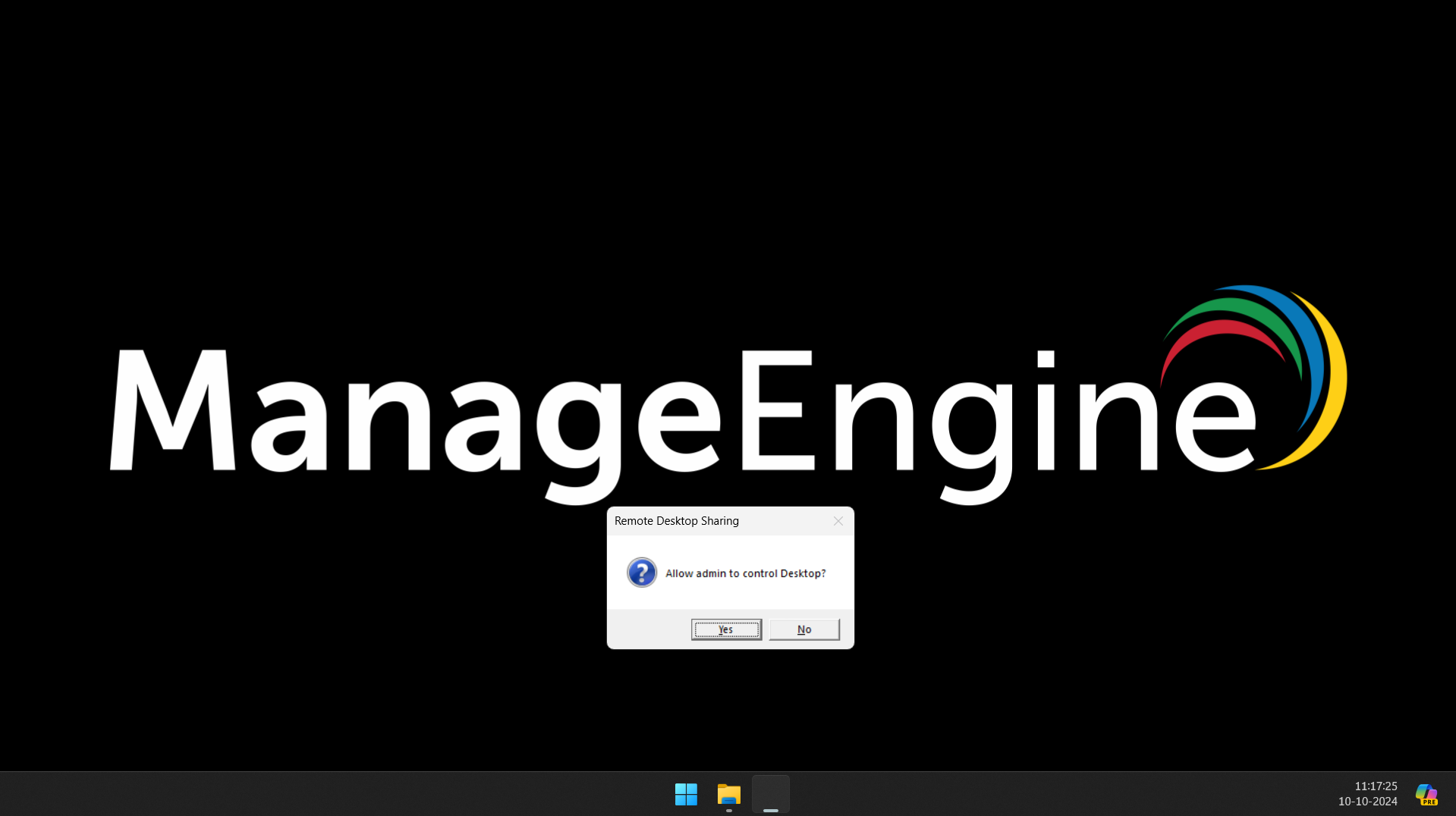User confirmation prompt window in user's endpoint
